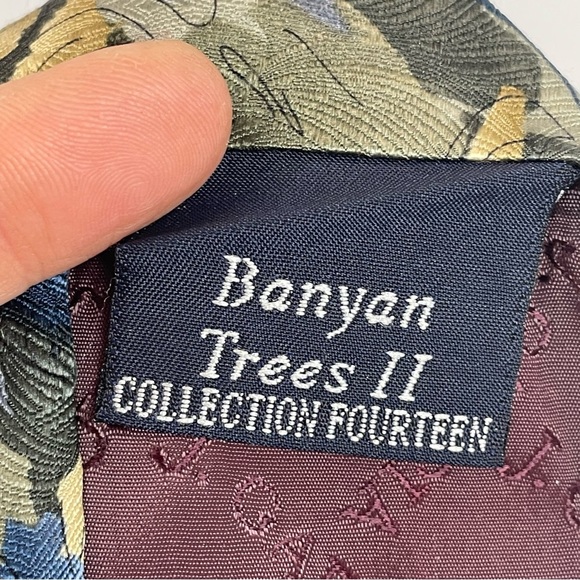 J.GARCIA Tie Banyan Trees II Fourteen collection silk blue green - Picture 3 of 9